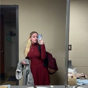 Burgundy Long Sleeve Dress